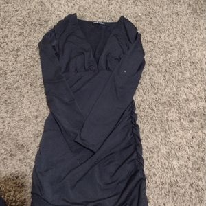 Shein black ruched dress